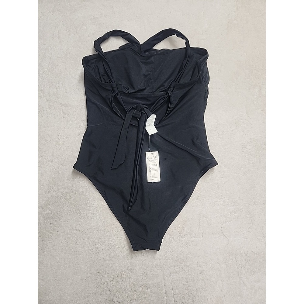 Live Life On The Beach Black Large One Piece Woman's Swimsuit - Size: L- Black - Picture 4 of 6